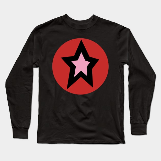 Pink Star Red Circle Graphic Long Sleeve T-Shirt by ellenhenryart